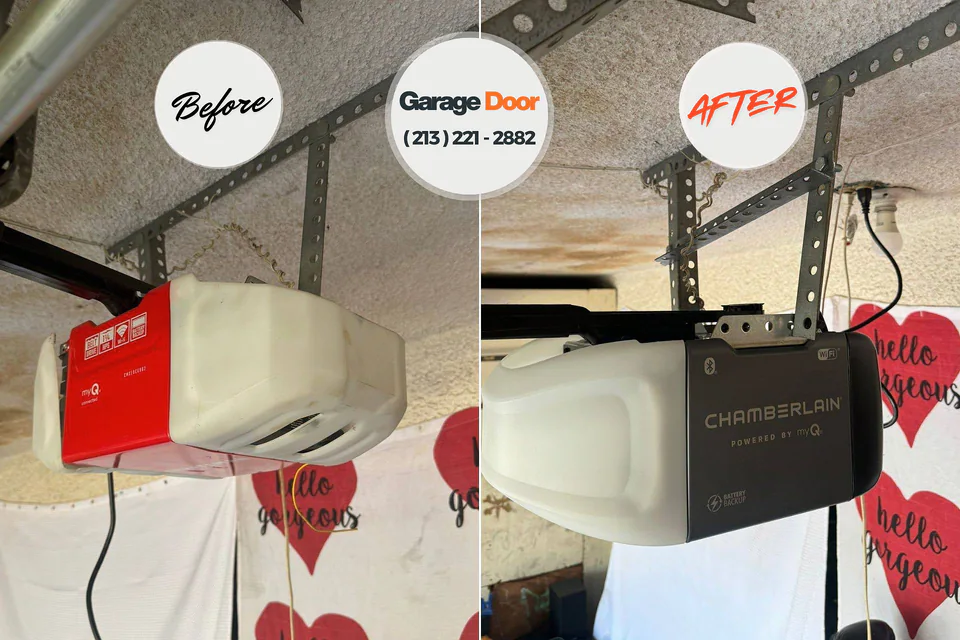 Before and after: garage door repair Troy, TX